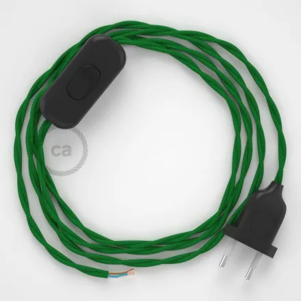  Lamp cord, TM06 green rayon 1.80 m. Choose the color of the switch and plug.