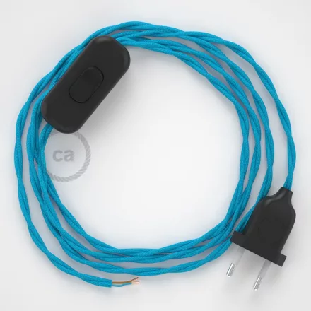  Lamp cord, TM11 turquoise rayon 1.80 m. Choose the color of the switch and plug.