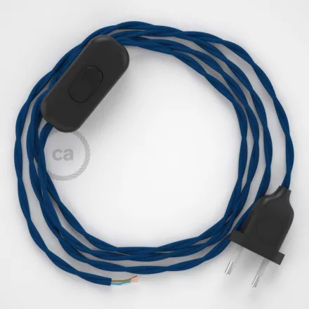  Lamp cord, TM12 blue rayon 1.80 m. Choose the color of the switch and plug.
