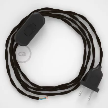  Lamp cord, TM13 brown rayon 1.80 m. Choose the color of the switch and plug.