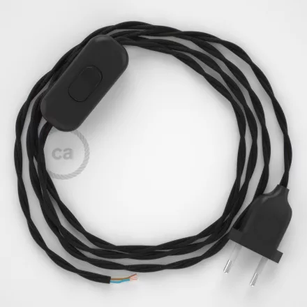  Lamp cord, TM04 black rayon 1.80 m. Choose the color of the switch and plug.