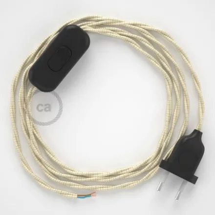  Lamp cord, TM00 ivory rayon 1.80 m. Choose the color of the switch and plug.
