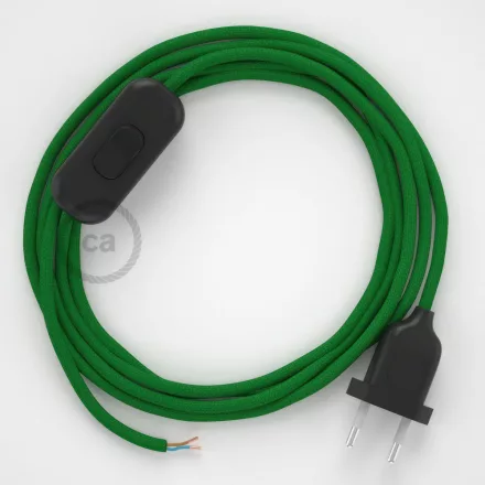  Lamp cord, RM06 green rayon 1.80 m. Choose the color of the switch and plug.