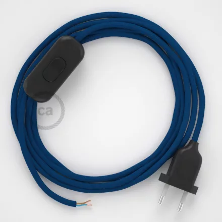  Lamp cord, RM12 blue rayon 1.80 m. Choose the color of the switch and plug.