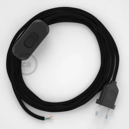  Lamp cord, RM04 black rayon 1.80 m. Choose the color of the switch and plug.