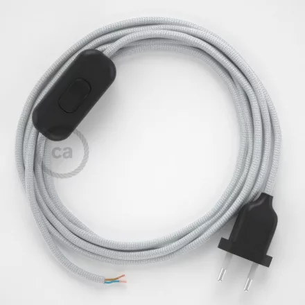 Lamp cord, RM02 Silver Rayon 1.80 m. Choose the color of the switch and plug.