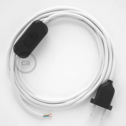  Lamp cord, RM01 white rayon 1.80 m. Select the color of the switch and plug.