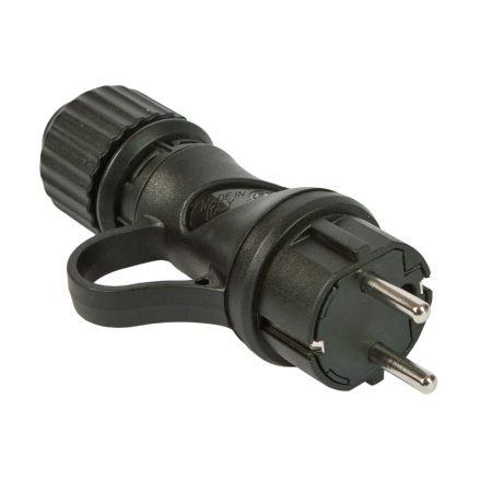 Black Schuko plug with ring 16A 250V IP44 for the Modulair system