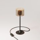 MAG-Y table lamp with round metal base and Ghost smoked bulb