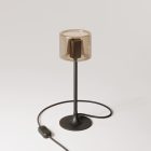 MAG-Y table lamp with round metal base and Ghost smoked bulb