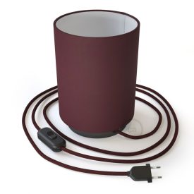 Posaluce metal, burgundy canvas Cilindro lampshade