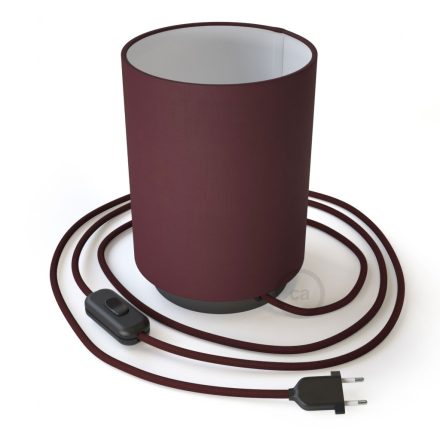 Posaluce metal, burgundy canvas Cilindro lampshade