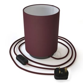 Posaluce metal, burgundy canvas Cilindro lampshade