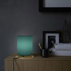 Posaluce metal, petrol blue Cinette with Cilindro lampshade