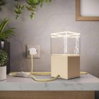 Posaluce Cubetto Color, painted wooden table lamp, with textile cable, switch and UK plug