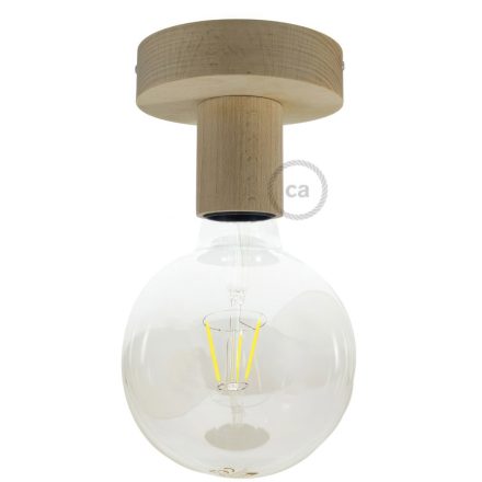 Fermaluce Wood S, natural wood covered lamp for wall or ceiling