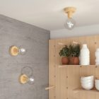 Fermaluce Wood S, natural wood covered lamp for wall or ceiling