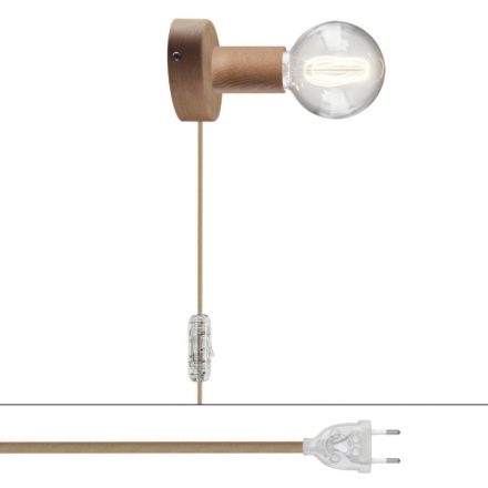 Spostaluce wooden lamp with two-pole plug
