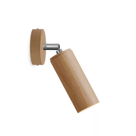 Fermaluce Wood with adjustable spotlight, wood and Tub-E14 lampshade