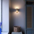 Fermaluce Wood, wooden wall lamp with lampshade and curved extension