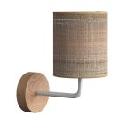 Fermaluce Wood, wooden wall lamp with lampshade and curved extension