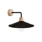 Wooden wall lamp with Swing lampshade and curved extension – Fermaluce Wood