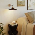Wooden wall lamp with Swing lampshade and curved extension – Fermaluce Wood