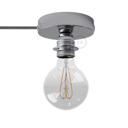 Spostaluce, metal light source with E27 screw-in lamp holder, fabric cable and side holes