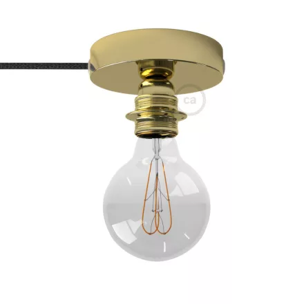Spostaluce, metal light source with E27 screw-in lamp holder, fabric cable and side holes