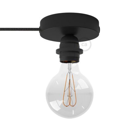 Spostaluce, metal light source with E27 screw-in lamp holder, fabric cable and side holes