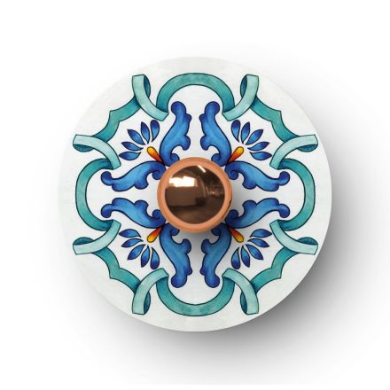 Fermaluce mini Ellepì "Maioliche" with flat lampshade