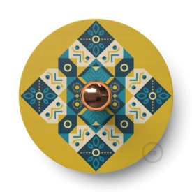   Fermaluce Ethnic double-sided wooden UFO lampshade with illustrations by various artists