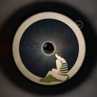 Fermaluce Romantic double-sided wooden UFO lampshade with illustrations by various artists