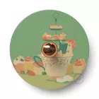 Fermaluce Romantic double-sided wooden UFO lampshade with illustrations by various artists