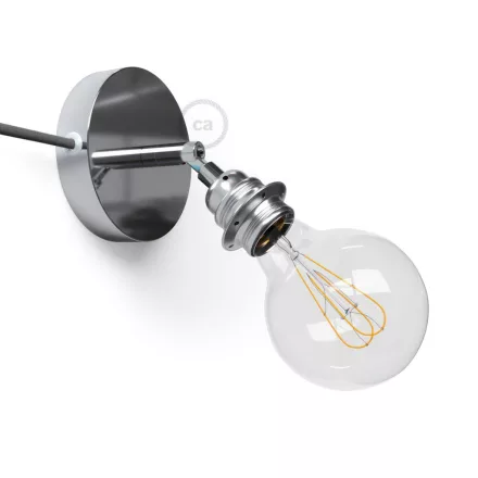 Spostaluce Metal 90°, adjustable light source with E27 screw lamp holder, fabric cable and side holes