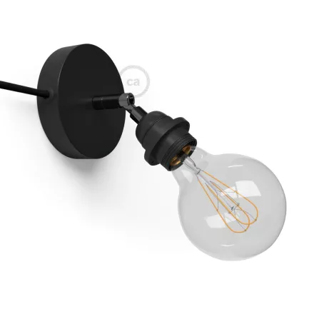 Spostaluce Metal 90°, adjustable light source with E27 screw lamp holder, fabric cable and side holes