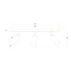 Lamp with 3 spotlights, Tub-E14 lampshade and rectangular Rose-One XXL