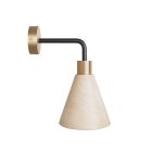 Fermaluce lamp with wooden conical lampshade and curved extension cord
