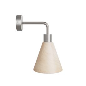   Fermaluce lamp with wooden conical lampshade and curved extension cord
