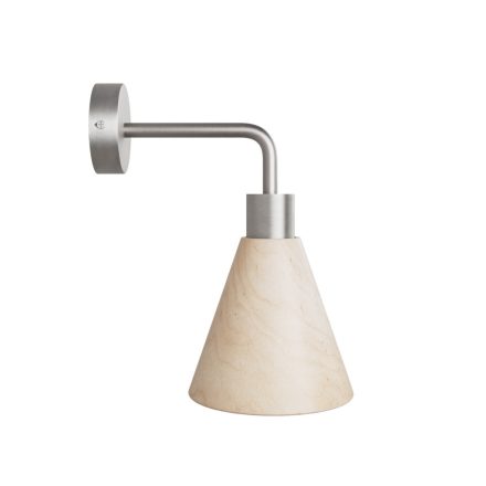 Fermaluce lamp with wooden conical lampshade and curved extension cord