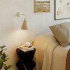 Fermaluce lamp with wooden conical lampshade and curved extension cord
