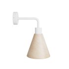 Fermaluce lamp with wooden conical lampshade and curved extension cord