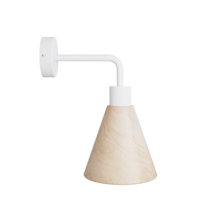 Fermaluce lamp with wooden conical lampshade and curved extension cord