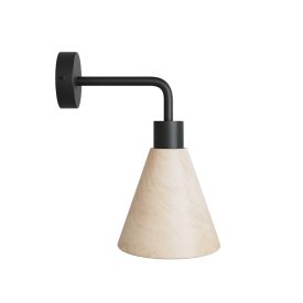   Fermaluce lamp with wooden conical lampshade and curved extension cord