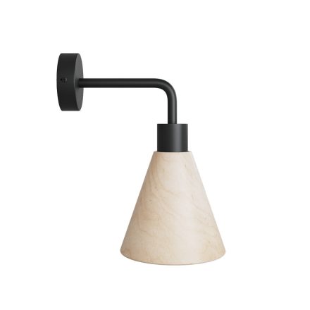  Fermaluce lamp with wooden cone-shaped lampshade and curved arm