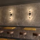 Fermaluce Metal, metal wall lamp with double curved extension