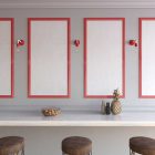  Fermaluce Color, porcelain and metal wall lamp with curved arm