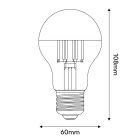 LED silver hemispherical drop-shaped bulb A60 7W 650Lm E27 2700K Dimmable - A02