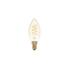 LED gold filament bulb, carbon line, curved spiral filament candle C35 2.5 W 136 lm E14 1800 K, dimmable - C01