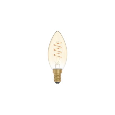 LED gold filament bulb, carbon line, curved spiral filament candle C35 2.5 W 136 lm E14 1800 K, dimmable - C01